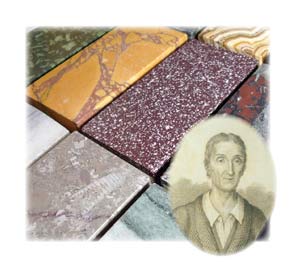 images of a Corsi portrait and a selection of his stone samples