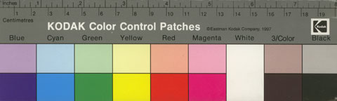 Kodak Q-13 Colour Separation Chart scanned at the same setting as the stones.