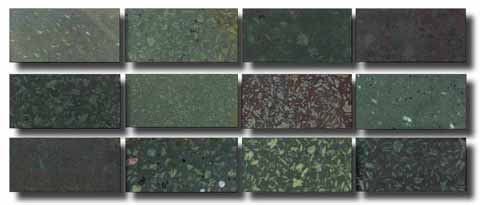 Examples of serpentino verde antico in Corsi's collection showing how it varies in&#xA;                        appearance.