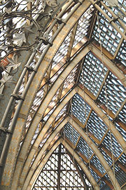 The glass roof over the court